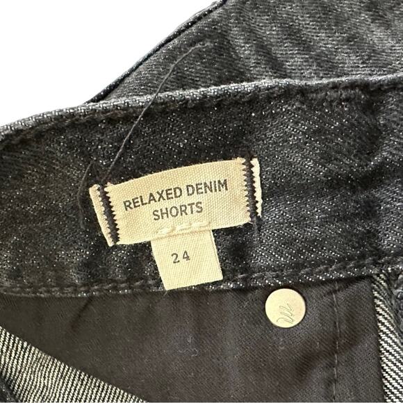 Madewell Size 24 Black Denim Shorts Relaxed Fit Button Fly High Waisted - Picture 5 of 7